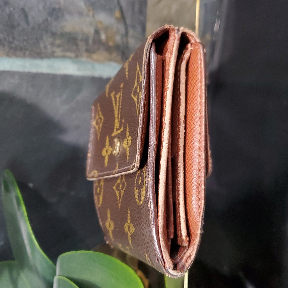 Louis Vuitton small monogram two way snap wallet brown tan luxury designer used - Picture 3 of 11